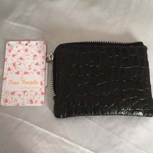 New Free People Black Alligator Wallet Zip around